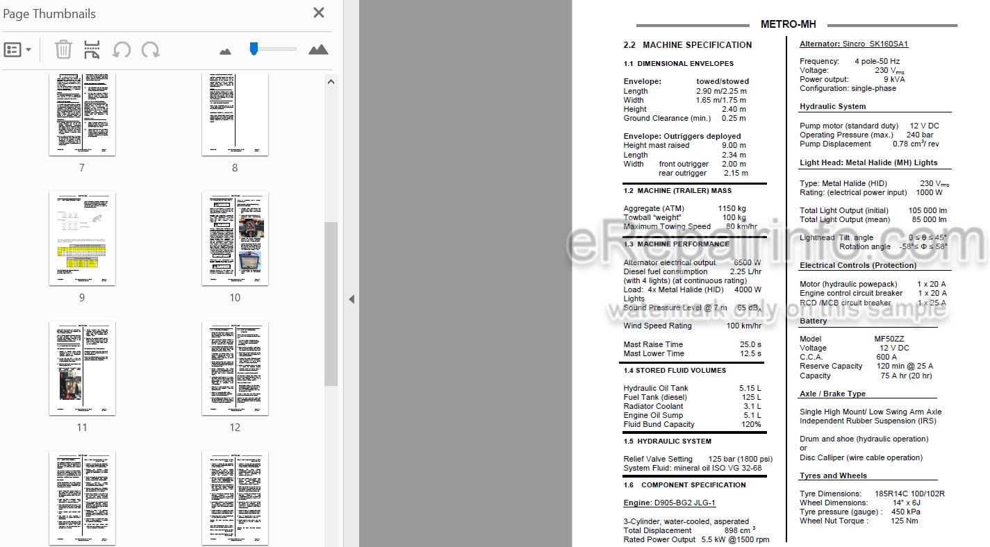 Photo 3 - JLG Metro-MH Service And Maintenance Manual Lighting Tower 1001206598