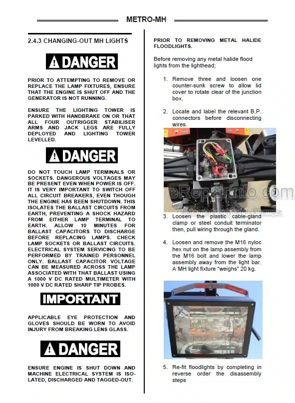 Photo 6 - JLG Metro-LED Service And Maintenance Manual Lighting Tower 1001206597