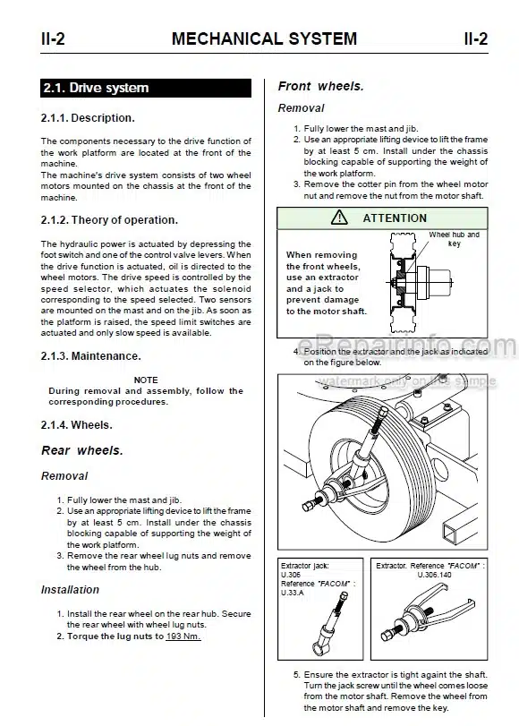 Photo 3 - JLG Toucan 1100A 1100B 1100C Service Manual Boom Lift MA0153-02