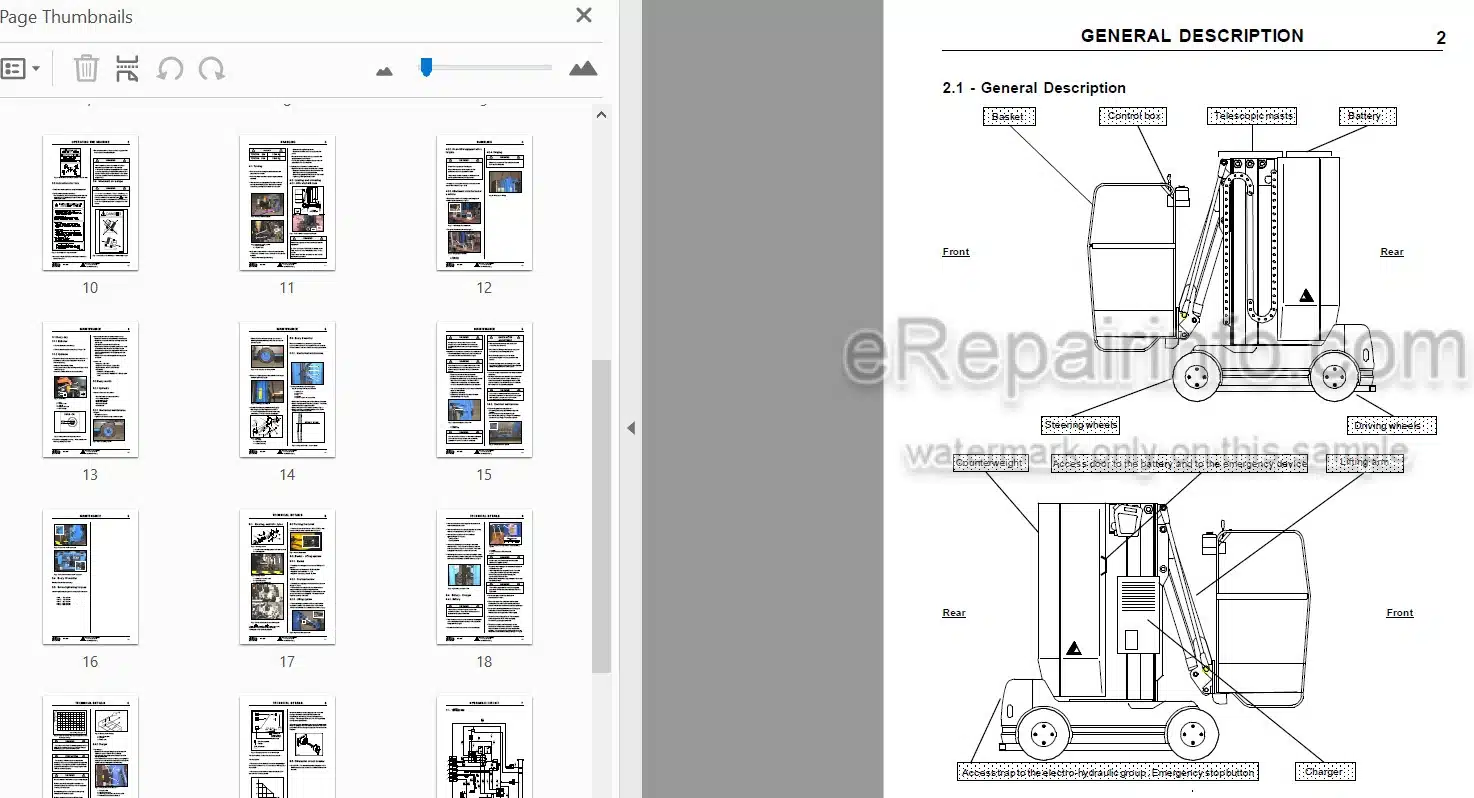 Photo 3 - JLG Toucan 860 1100 Operating Manual Mast Boom Lift