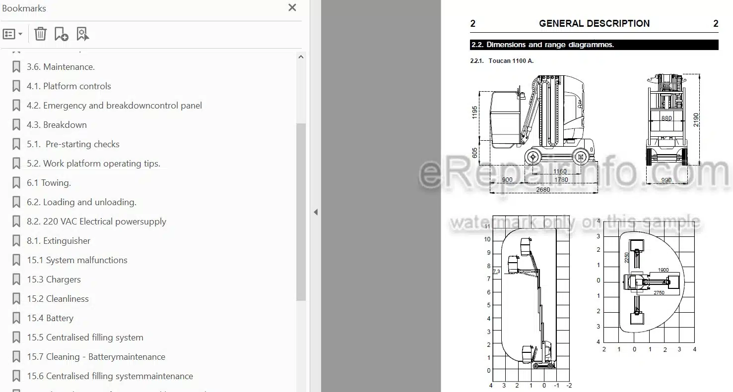 Photo 4 - JLG Toucan T1100A T1100B T1100C Operation And Safety Manual Mast Boom Lift