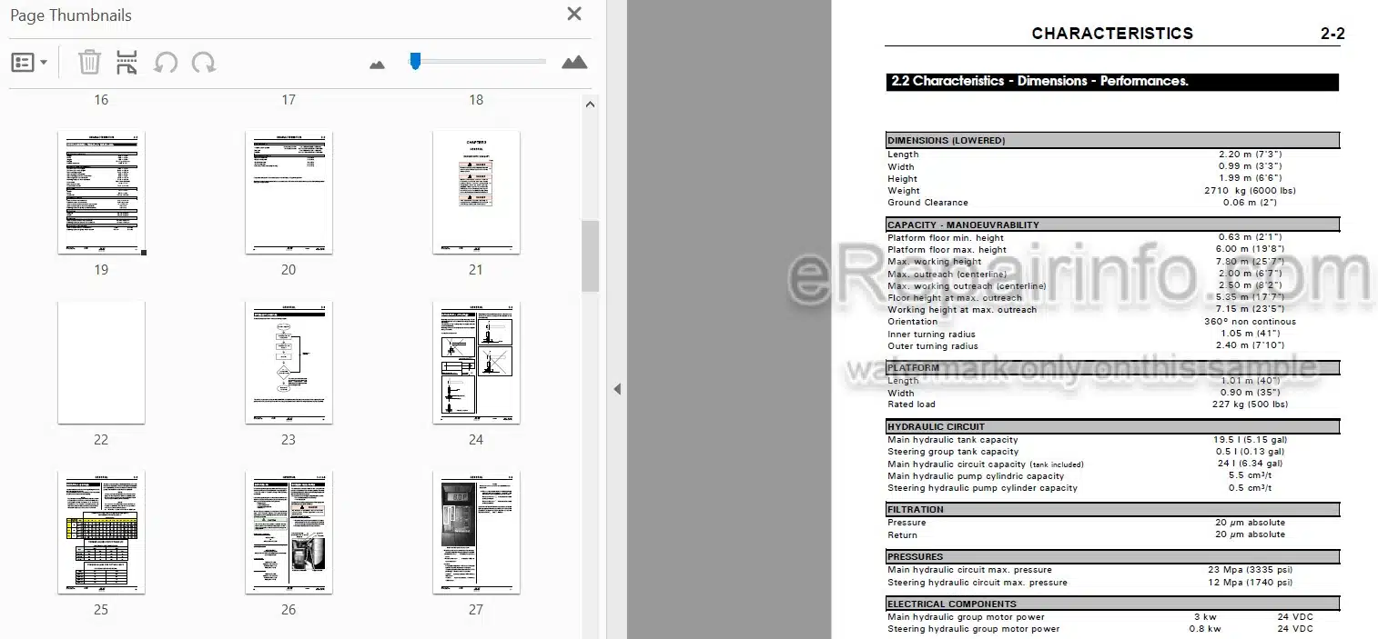 Photo 3 - JLG Toucan V2039E Service Manual Mast Boom Lift MA0179-01