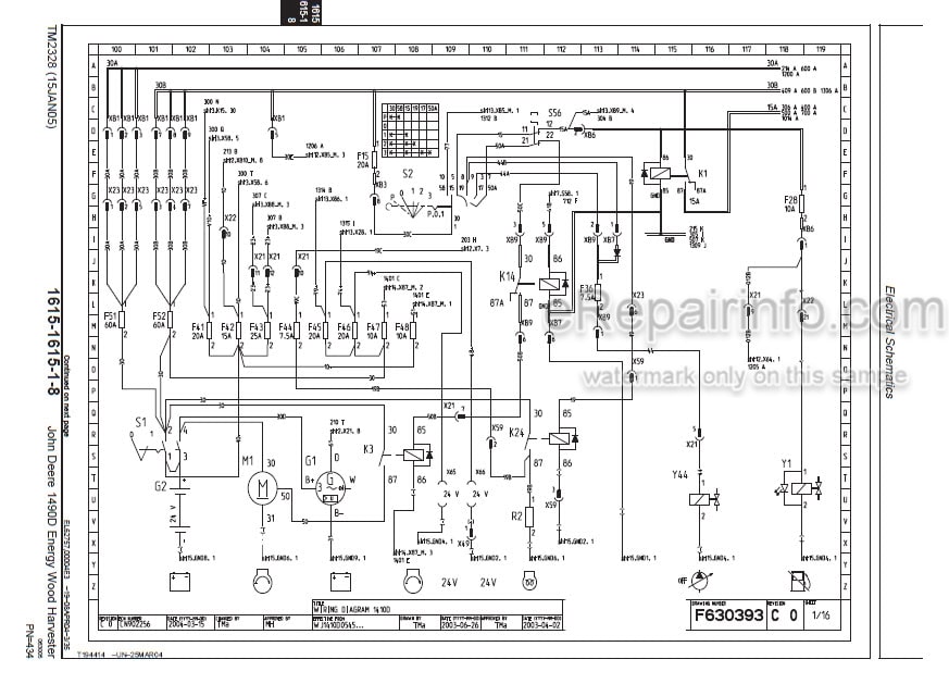 Photo 4 - John Deere 1490D Technical Manual Energy Wood Harvester TM2328