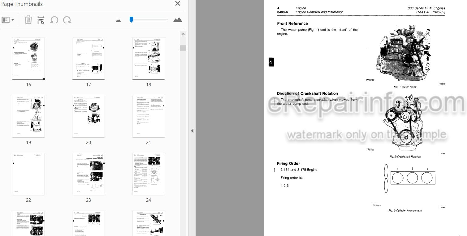 Photo 3 - John Deere 300 Series OEM Technical Manual Engine TM1190