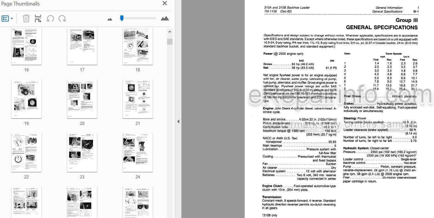 Photo 3 - John Deere 310A 310B Technical Manual Backhoe Loader TM1158