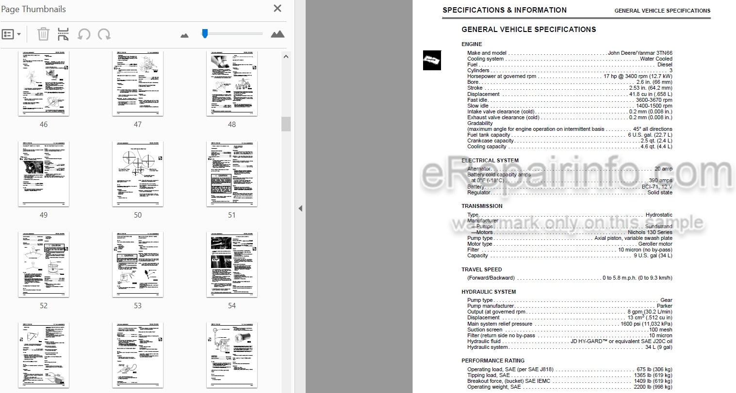 Photo 3 - John Deere 3375 Technical Manual Skid Steer Loader TM1565