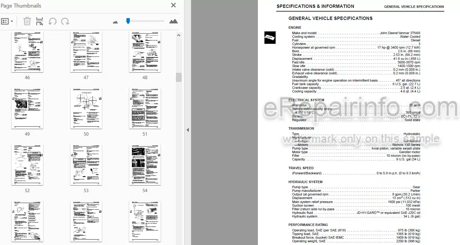 Photo 3 - John Deere 3375 Technical Manual Skid Steer Loader TM1565