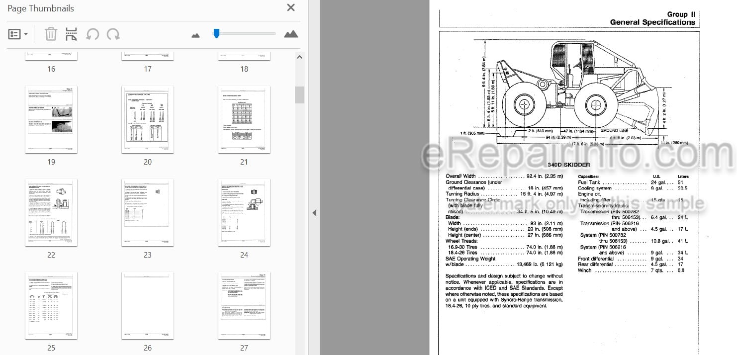 Photo 3 - John Deere 340D 440D 448D Operation And Tests Technical Manual Skidder Grapple Skidder TM1436