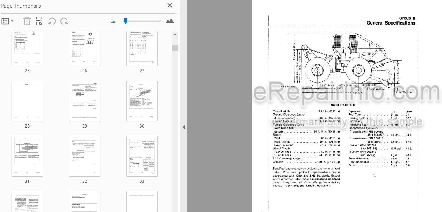Photo 3 - John Deere 340D 440D 448D Repair Manual Skidder Grapple Skidder TM1437