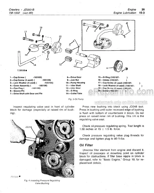 Photo 5 - John Deere 350B Technical Manual Crawler Tractor Crawler Loader TM1032