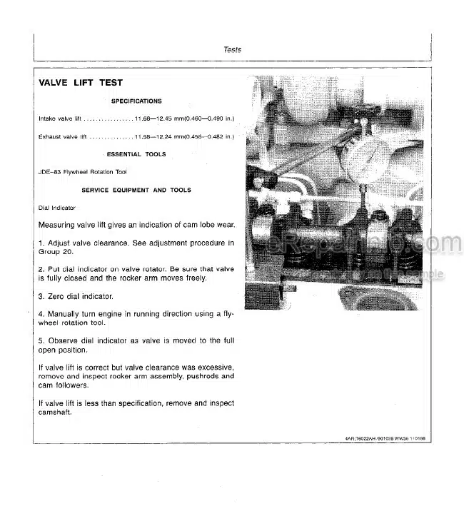 Photo 6 - John Deere 2140 Technical Manual Tractor