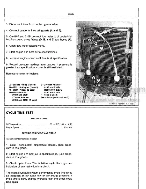 Photo 7 - John Deere 410B 410C 510B 510C Repair Manual Backhoe Loader TM1469