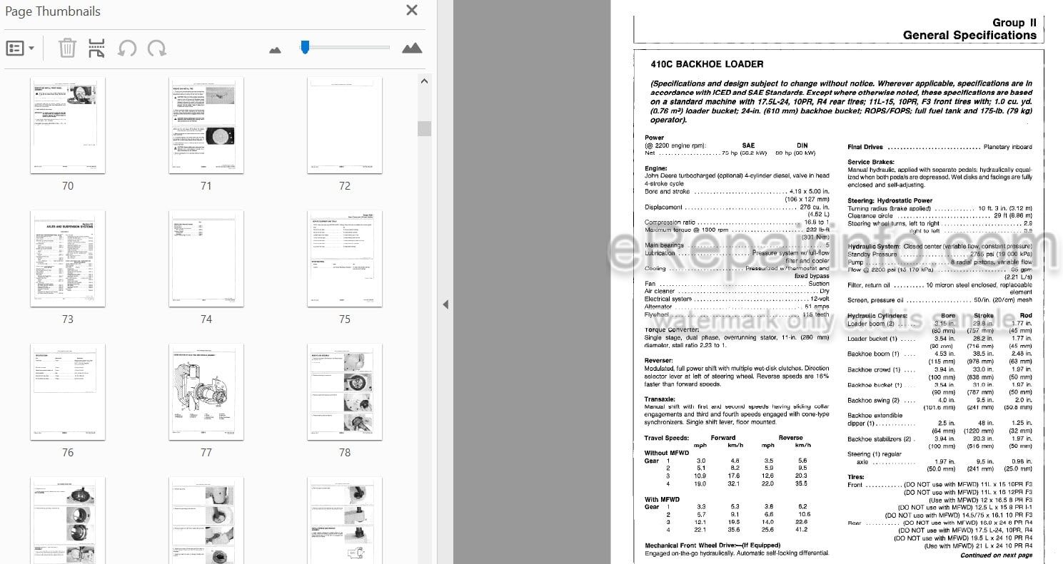 Photo 3 - John Deere 410B 410C 510B 510C Repair Manual Backhoe Loader TM1469