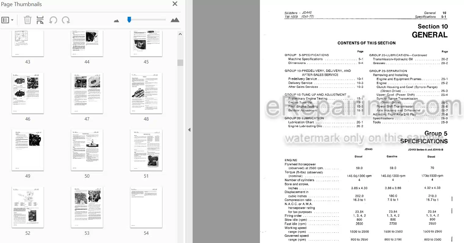 Photo 3 - John Deere 440 440 Series A 440B Technical Manual Skidder TM1009