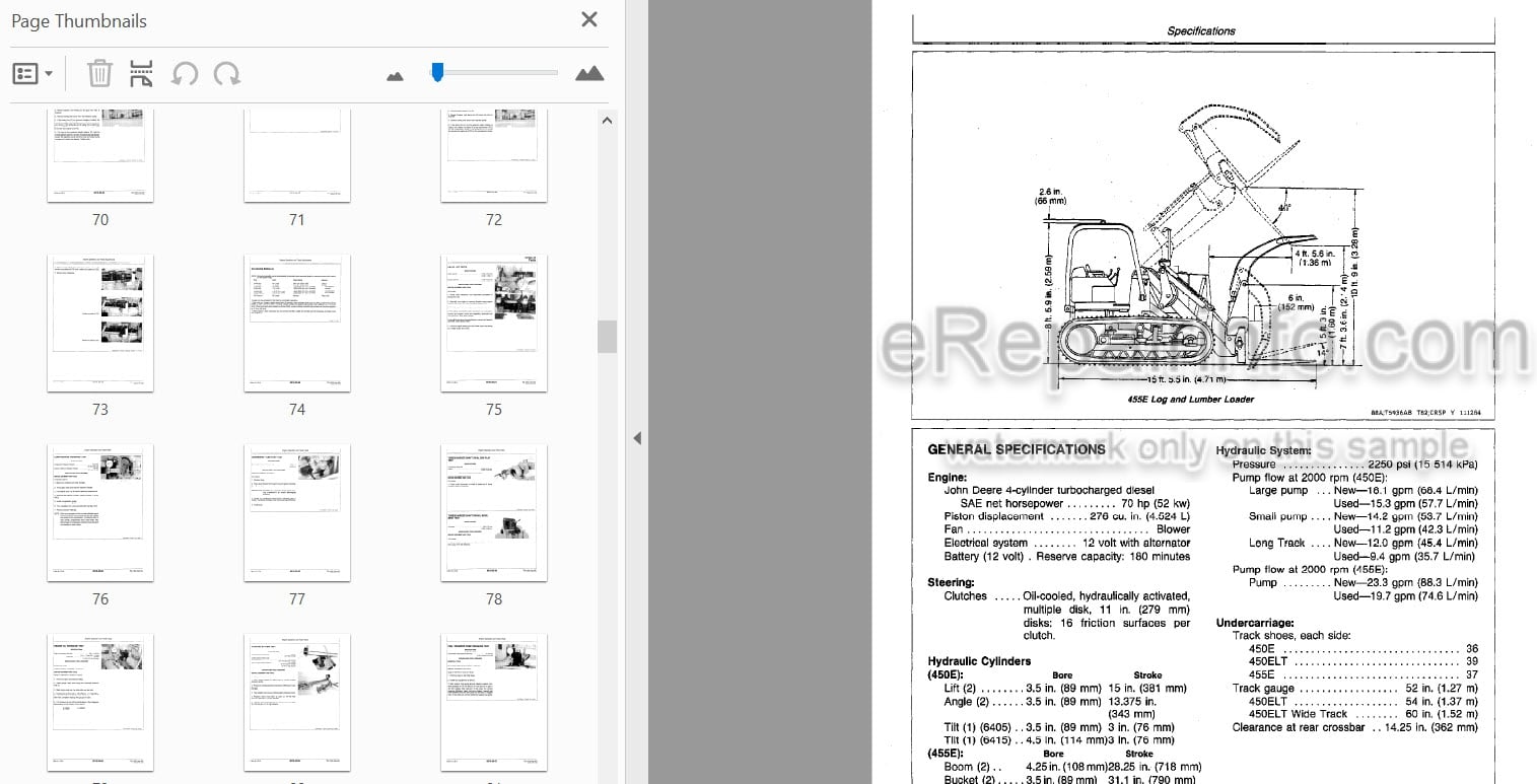 Photo 3 - John Deere 450 455E Operation And Tests Technical Manual Crawler Bulldozer Crawler Loader TM1330
