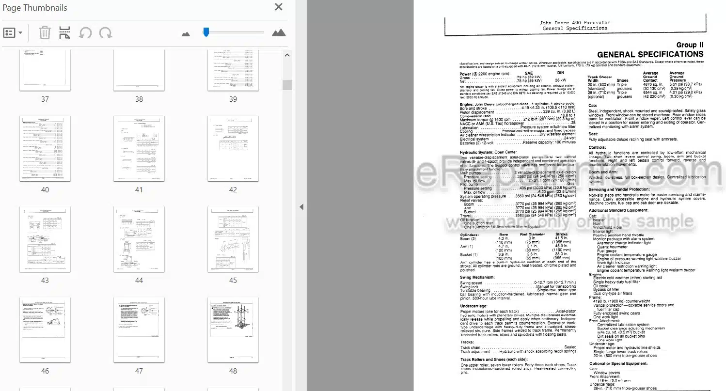 Photo 3 - John Deere 490 Repair Operation And Tests Technical Manual Excavator TM1302