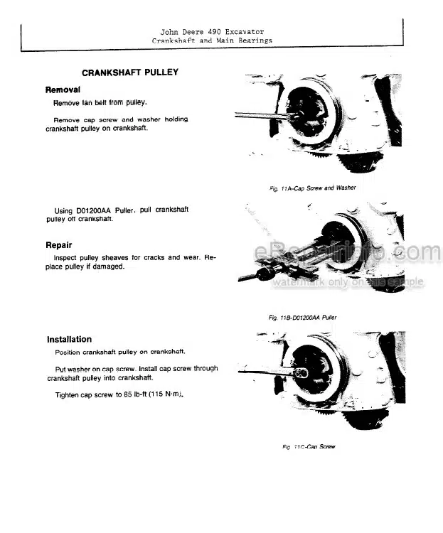 Photo 11 - John Deere 490 Repair Operation And Tests Technical Manual Excavator TM1302