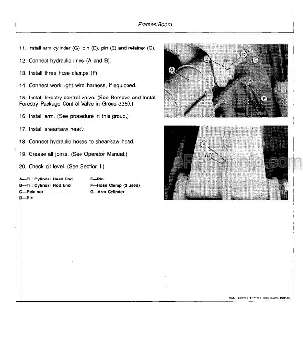 Photo 1 - John Deere 493D Technical Manual Feller-Buncher TM1415