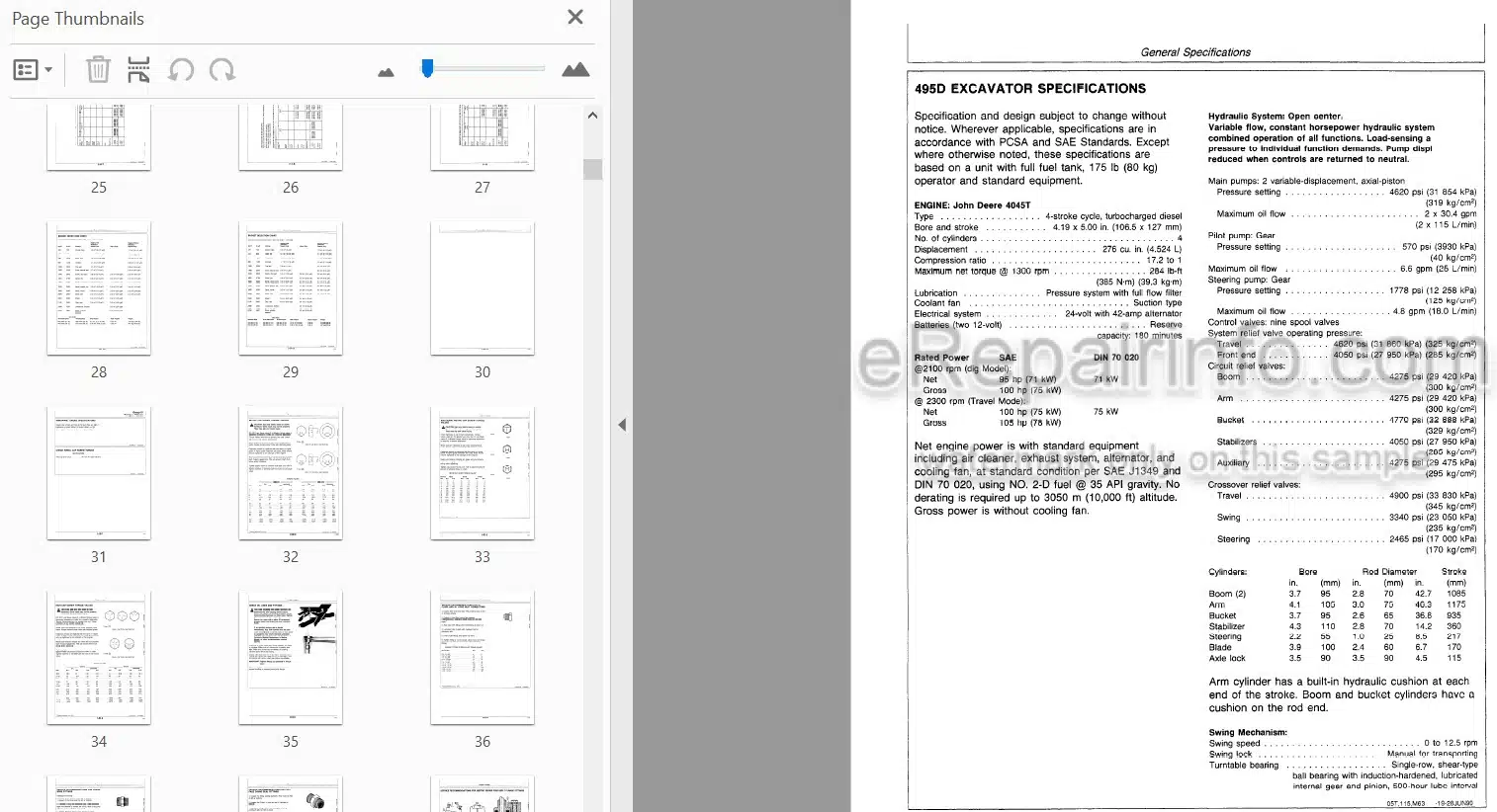Photo 3 - John Deere 495D Operation And Tests Technical Manual Excavator TM1456