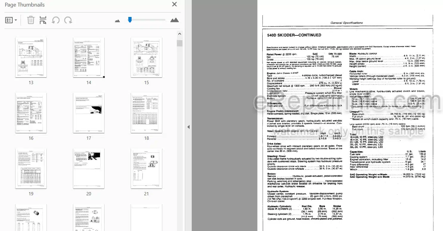 Photo 3 - John Deere 540D 548D Repair Manual Skidder Grapple Skidder TM1438