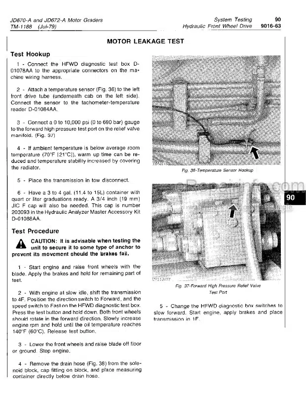 Photo 5 - John Deere 670A 672A Operation And Tests Technical Manual Motor Grader TM1188