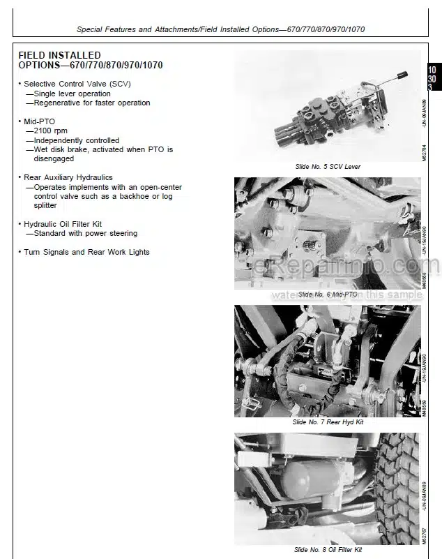 Photo 4 - John Deere 670 To 1070 Technical Manual Compact Utility Tractor TM1470