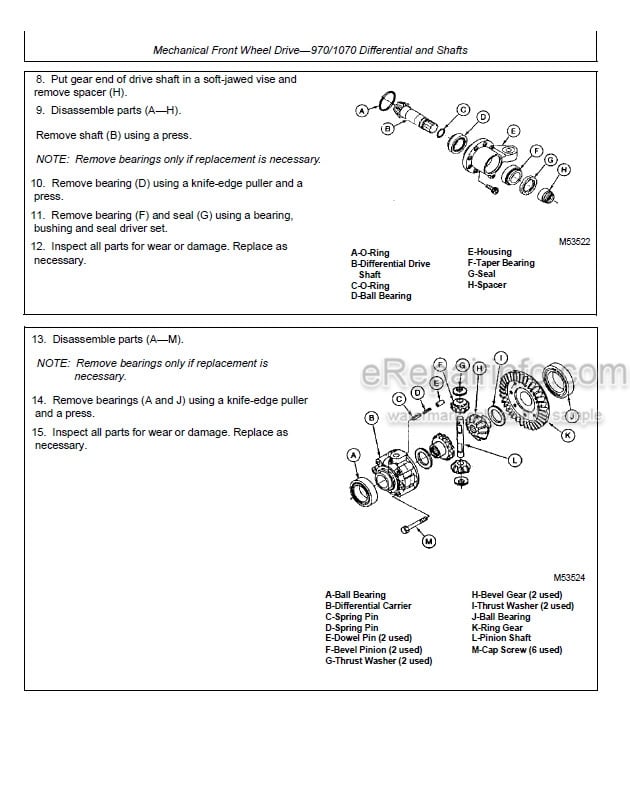 Photo 4 - John Deere 670 To 1070 Technical Manual Compact Utility Tractor TM1470
