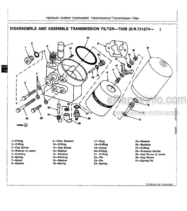 Photo 5 - John Deere 750B 850B Repair Manual Crawler Bulldozer TM1476