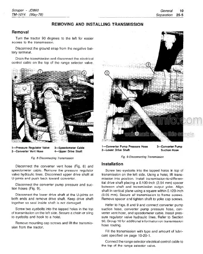 Photo 3 - John Deere 860 860A Technical Manual Scraper TM1014