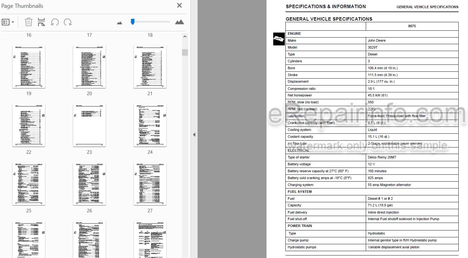 Photo 3 - John Deere 8875 Technical Manual Skid Steer Loader TM1566