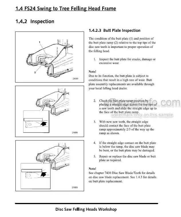 Photo 5 - John Deere FS Series Technical Manual Swing To Tree Disc Saw Heads TMF382053