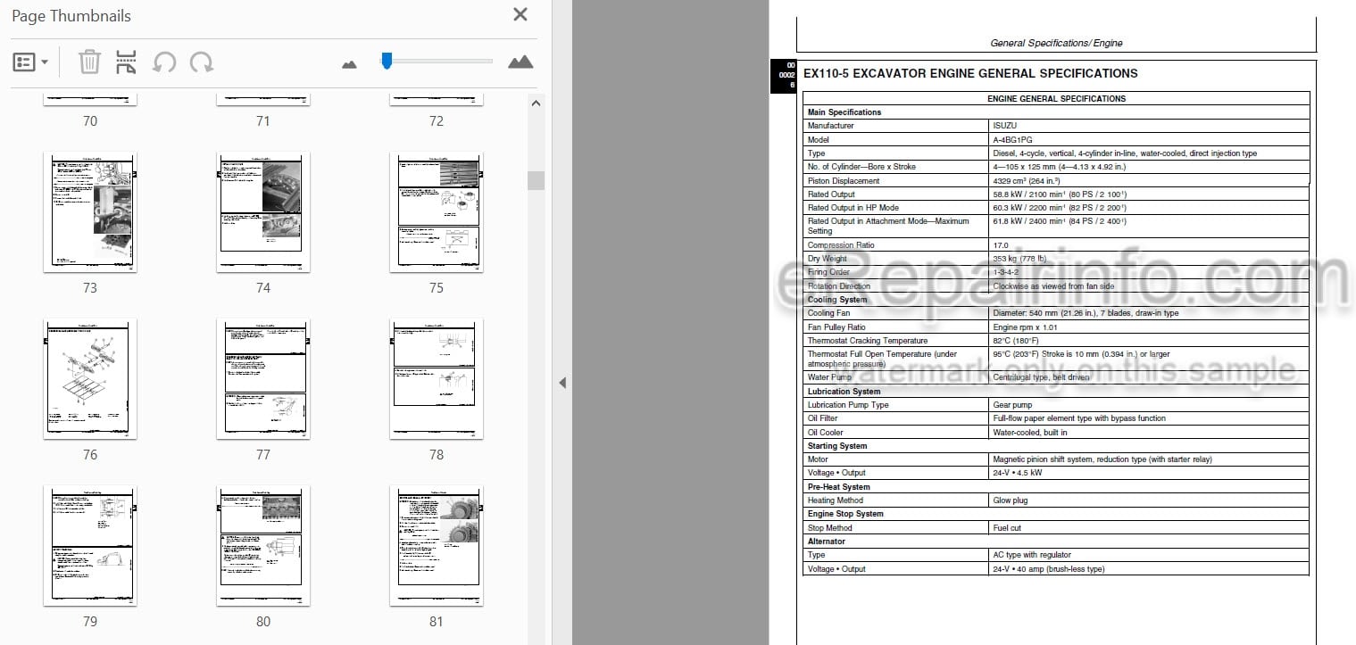 Photo 3 - John Deere Hitachi EX110-5 Repair Manual Excavator TM1733
