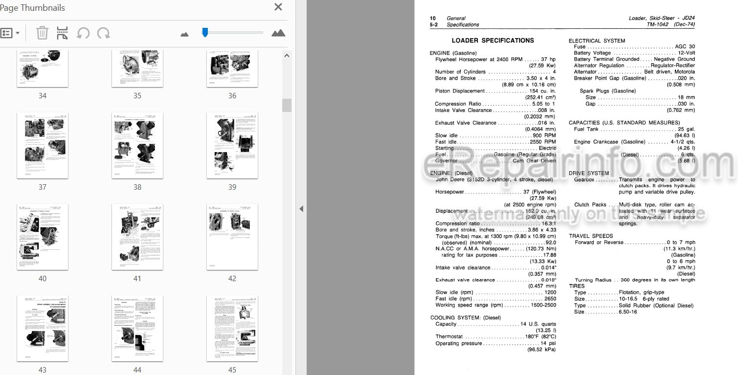 Photo 5 - John Deere JD24 Technical Manual Skid Steer Loader TM1042
