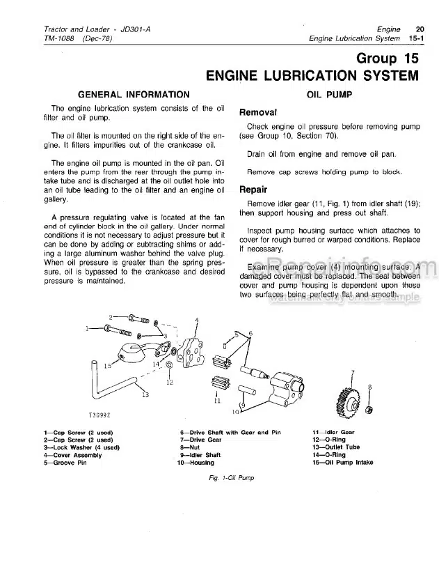 Photo 5 - John Deere JD301-A Technical Manual Tractor And Loader TM1088