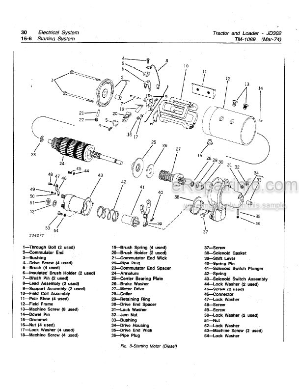 Photo 4 - John Deere JD302 Technical Manual Tractor And Loader TM1089