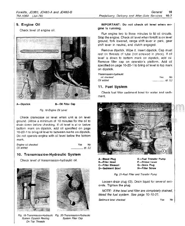 Photo 2 - John Deere JD380 JD480-A JD480-B Technical Manual Forklift TM1060