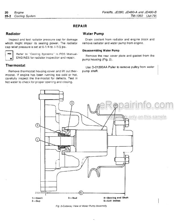 Photo 5 - John Deere JD380 JD480-A JD480-B Technical Manual Forklift TM1060