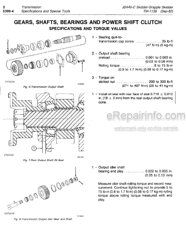 Photo 5 - John Deere JD440-C Technical Manual Skidder Grapple Skidder TM1138