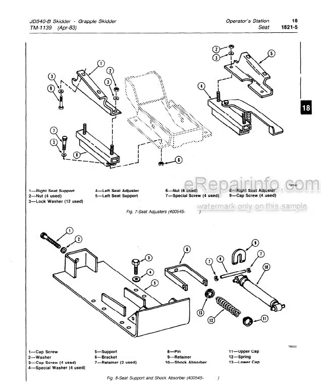 Photo 4 - John Deere JD540-B Repair Manual Skidder Grapple Skidder TM1139