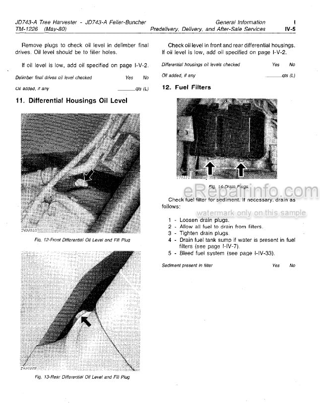 Photo 8 - John Deere JD743-A Technical Manual Tree Harvester And Feller-Buncher TM1226