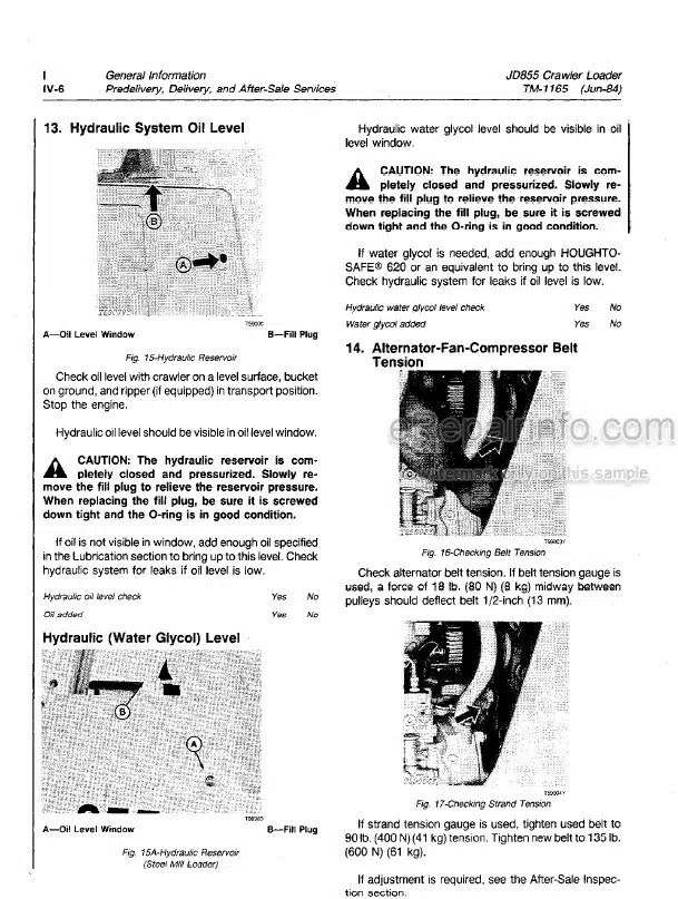 Photo 2 - John Deere JD855 Technical Manual Crawler Loader TM1165