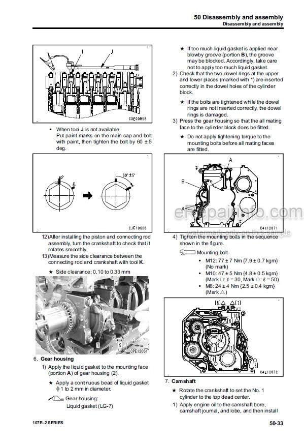 Photo 5 - Komatsu 107E-2 Series Shop Manual Engine SEN05623-01