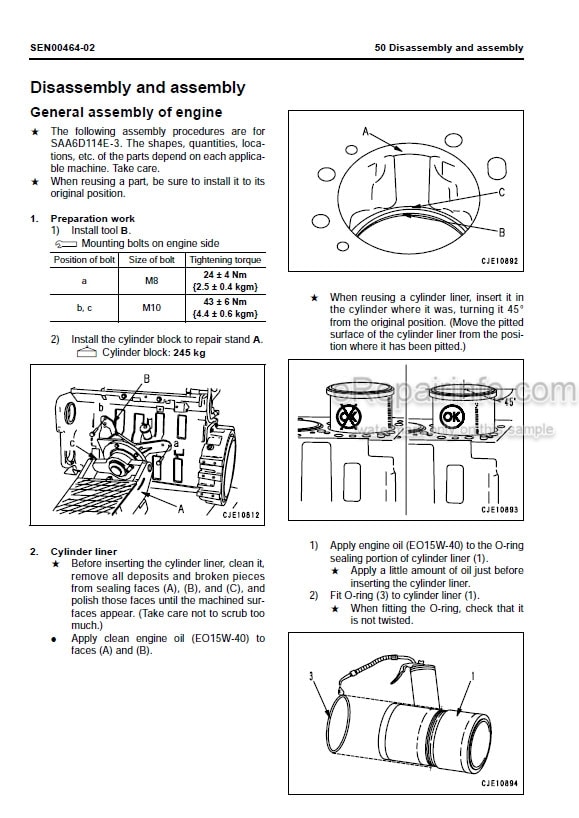 Photo 5 - Komatsu 114E-3 Series Shop Manual Engine