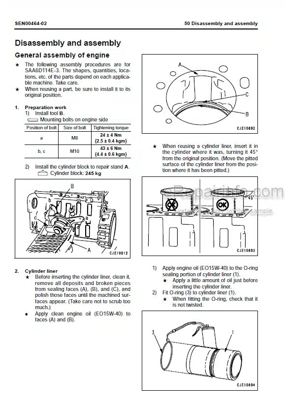 Photo 5 - Komatsu 114E-3 Series Shop Manual Engine