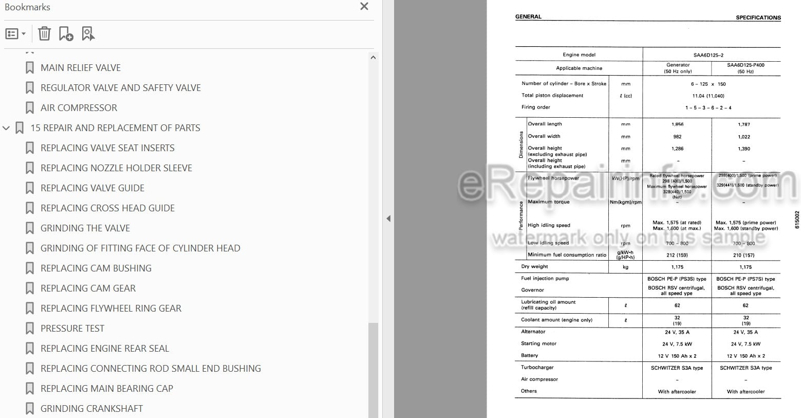 Photo 4 - Komatsu 125-2 Series Shop Manual Diesel Engine SEBN006410