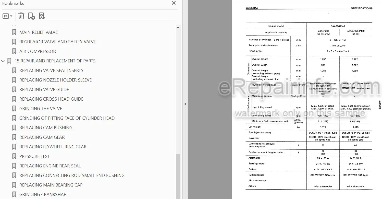 Photo 4 - Komatsu 125-2 Series Shop Manual Diesel Engine SEBN006410