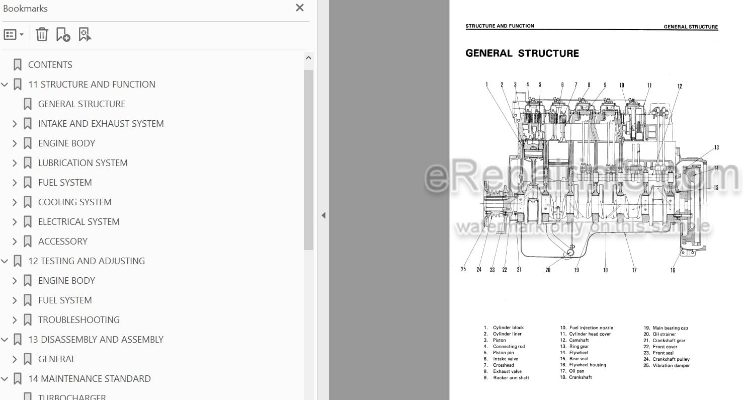 Photo 3 - Komatsu 6D125-1 S6D125-1 SA6D125-1 Shop Manual Diesel Engine SEBES6150000