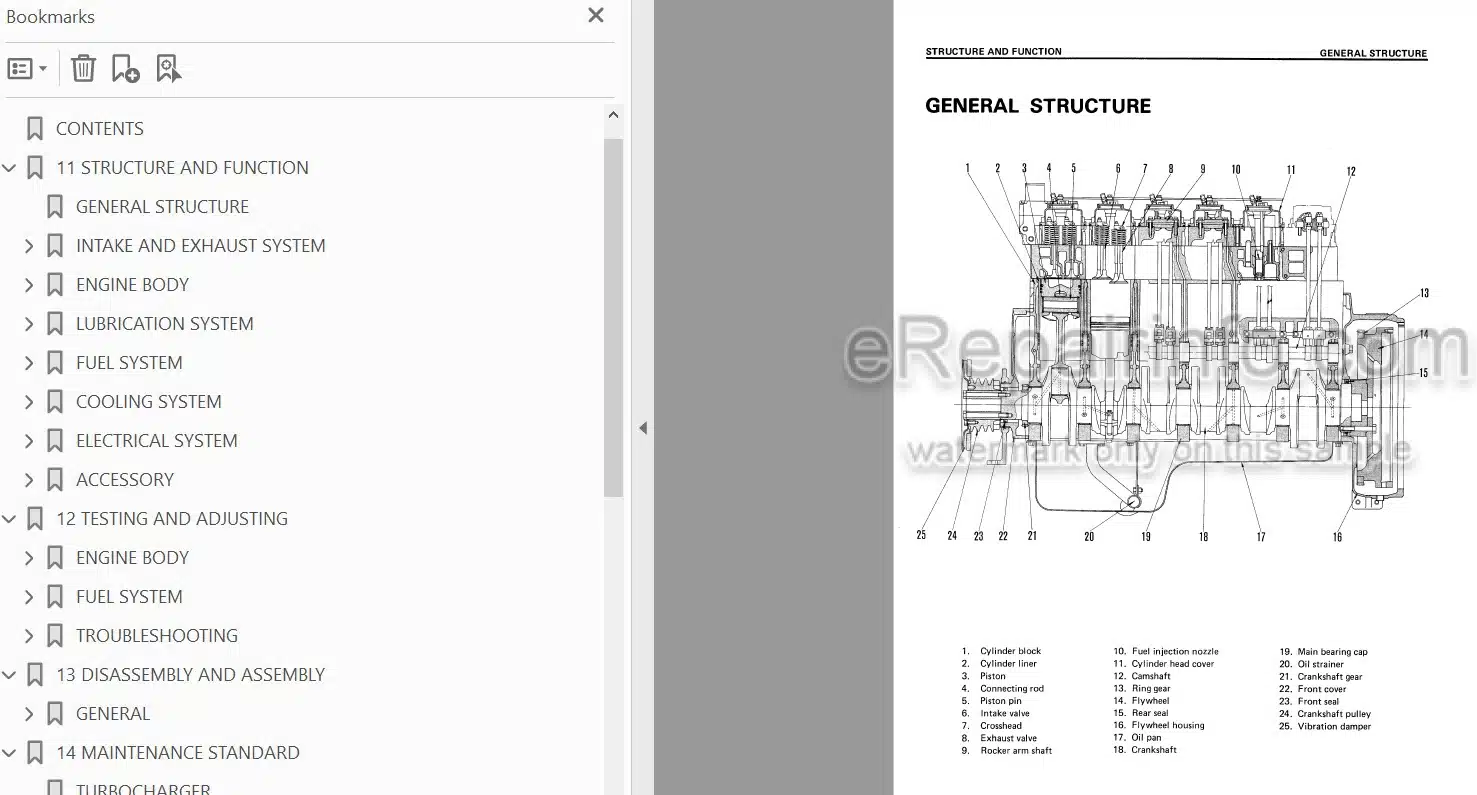 Photo 3 - Komatsu 6D125-1 S6D125-1 SA6D125-1 Shop Manual Diesel Engine SEBES6150000