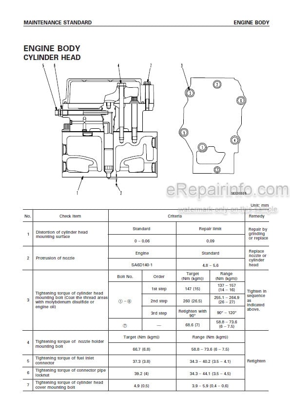 Photo 5 - Komatsu SA6D140-H-1 Shop Manual Diesel Engine SEBM036200