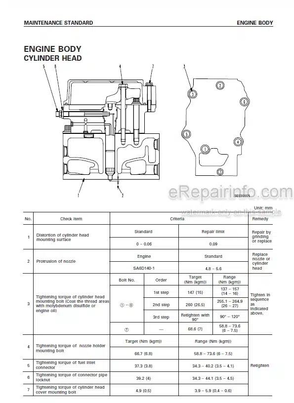 Photo 5 - Komatsu SA6D140-H-1 Shop Manual Diesel Engine SEBM036200